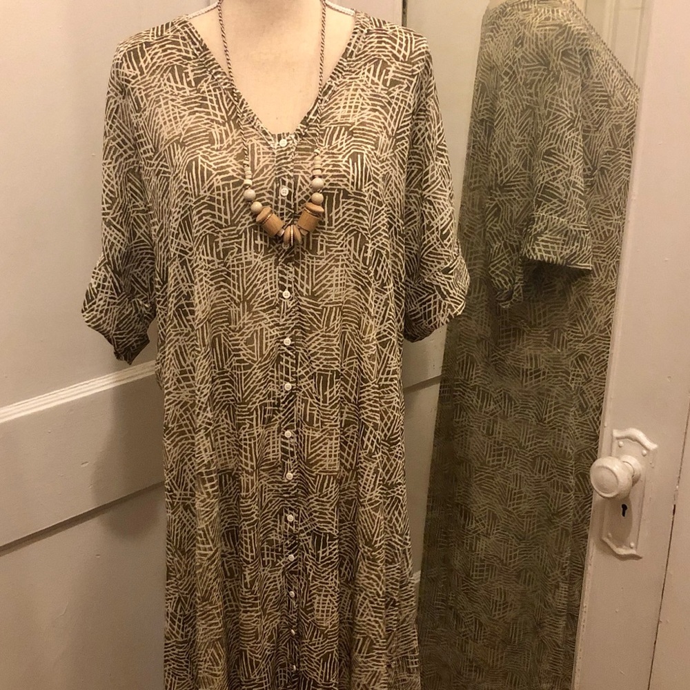 Sejour Nordstrom 1X Olive Green Sheer Tunic
